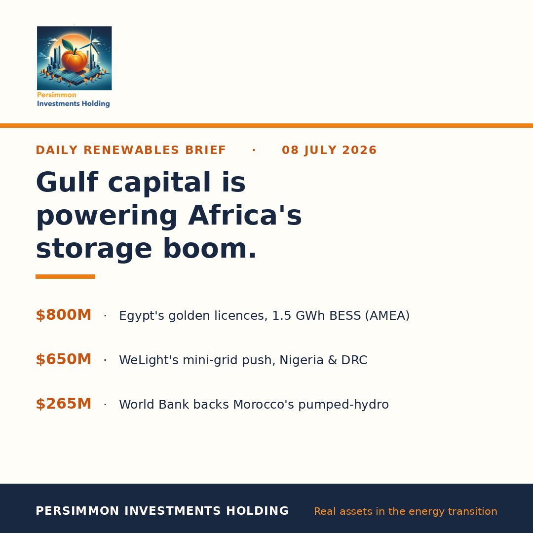 Gulf capital is powering Africa’s storage boom.