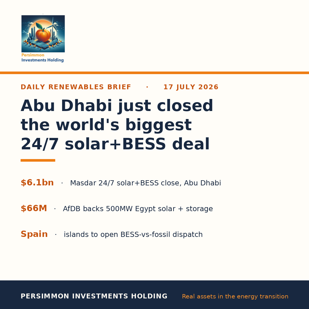 Abu Dhabi just closed the world’s biggest 24/7 solar+BESS deal.